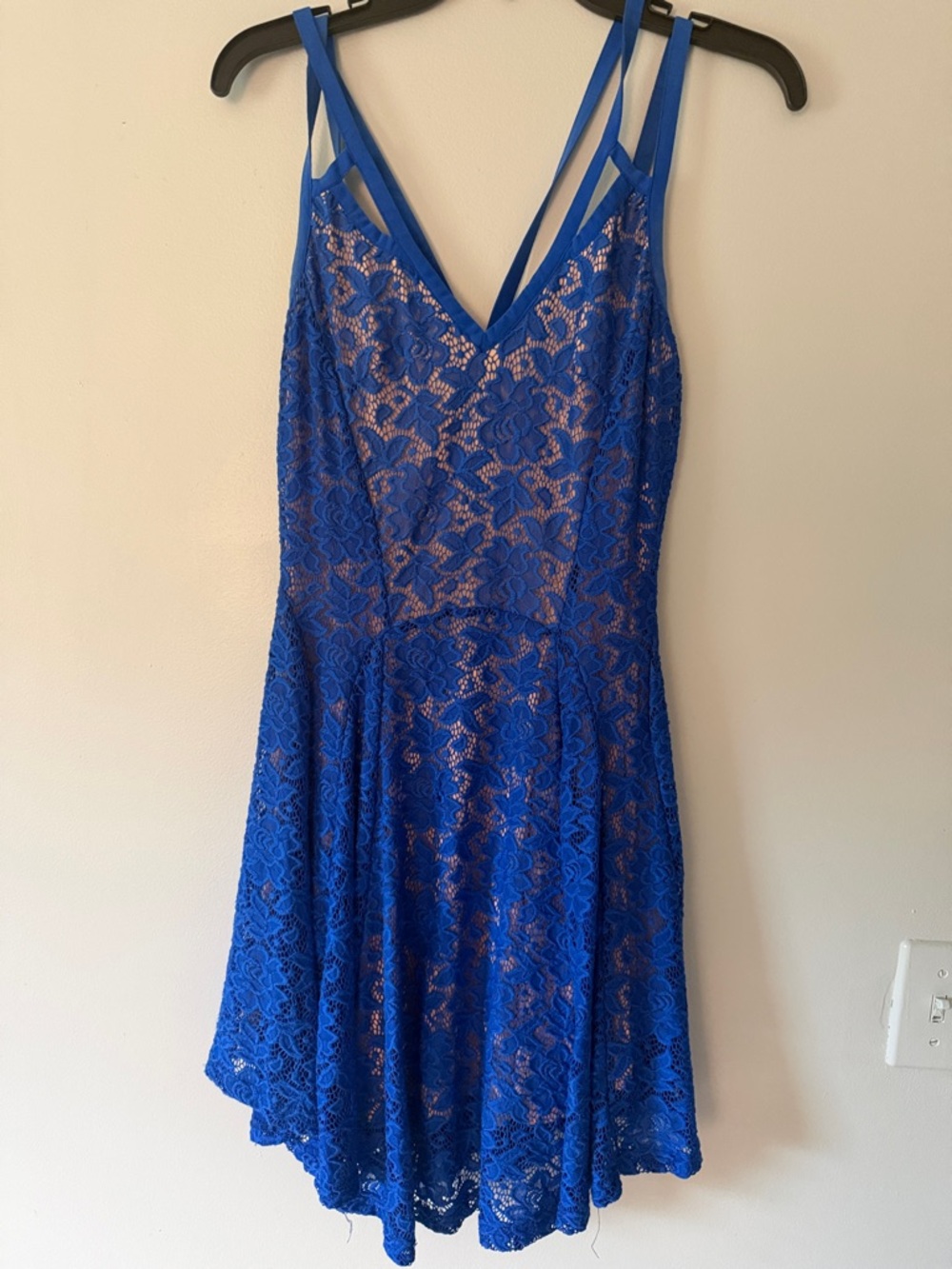 Hot Miami Styles Electric Blue Lace Strappy Mini Dress
